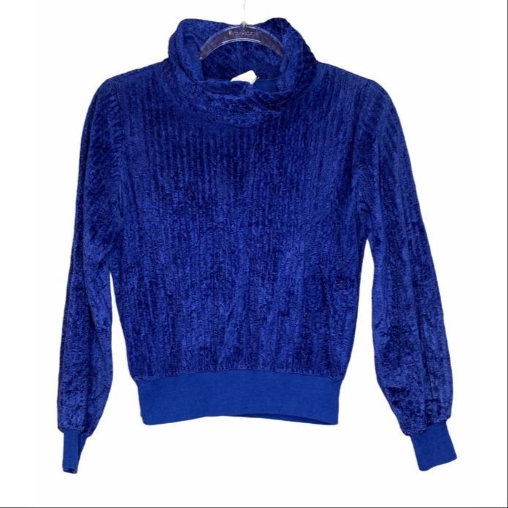 Land 'N Sea Vintage Royal Blue Cowl Neck Top